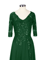 Applique V-Neck Chiffon Dress 