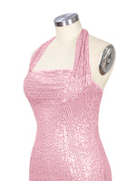 Halter Sequin Sheath Mini Dress 