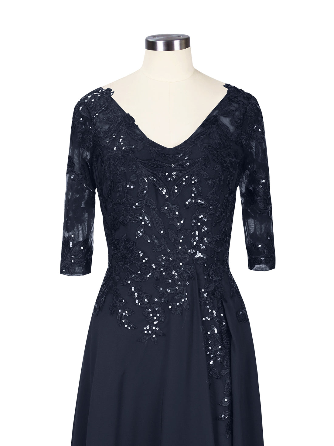 Applique V-Neck Chiffon Dress 