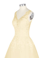 Wide Straps Applique Wedding Dress 