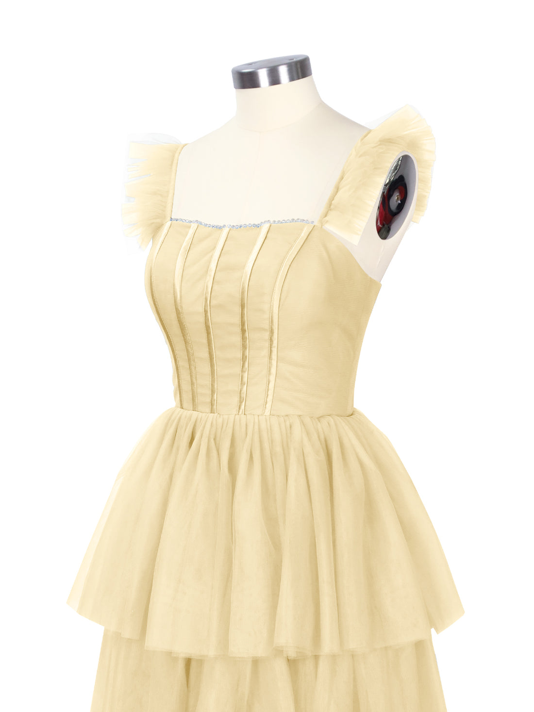 Ruffled Strap Tiered Tulle Bridesmaid Dress 
