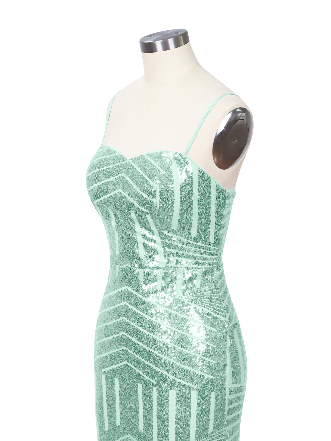 Geometric Sequin Prom Dress 
