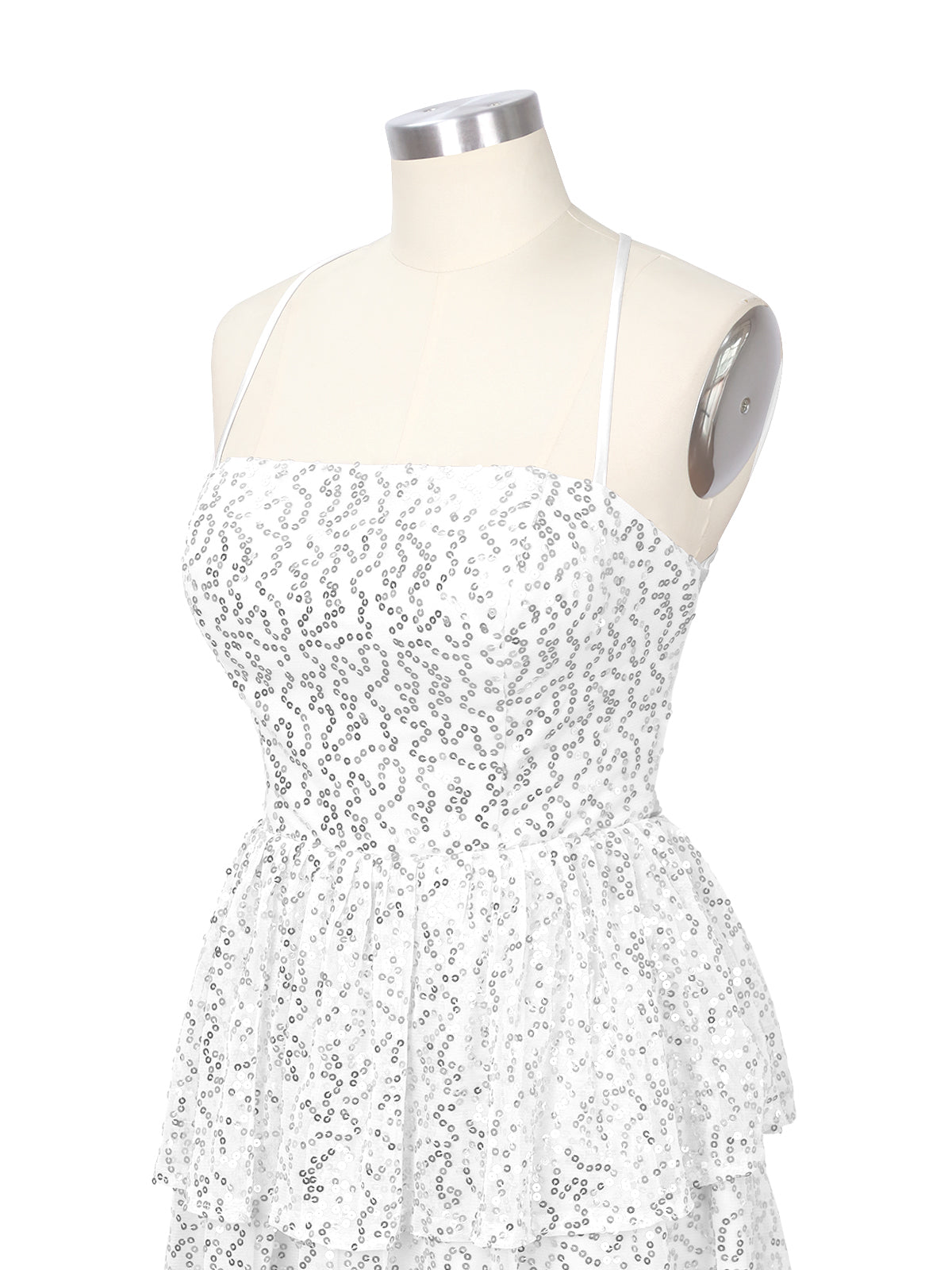 Sequined Halter Flare Mini Dress 