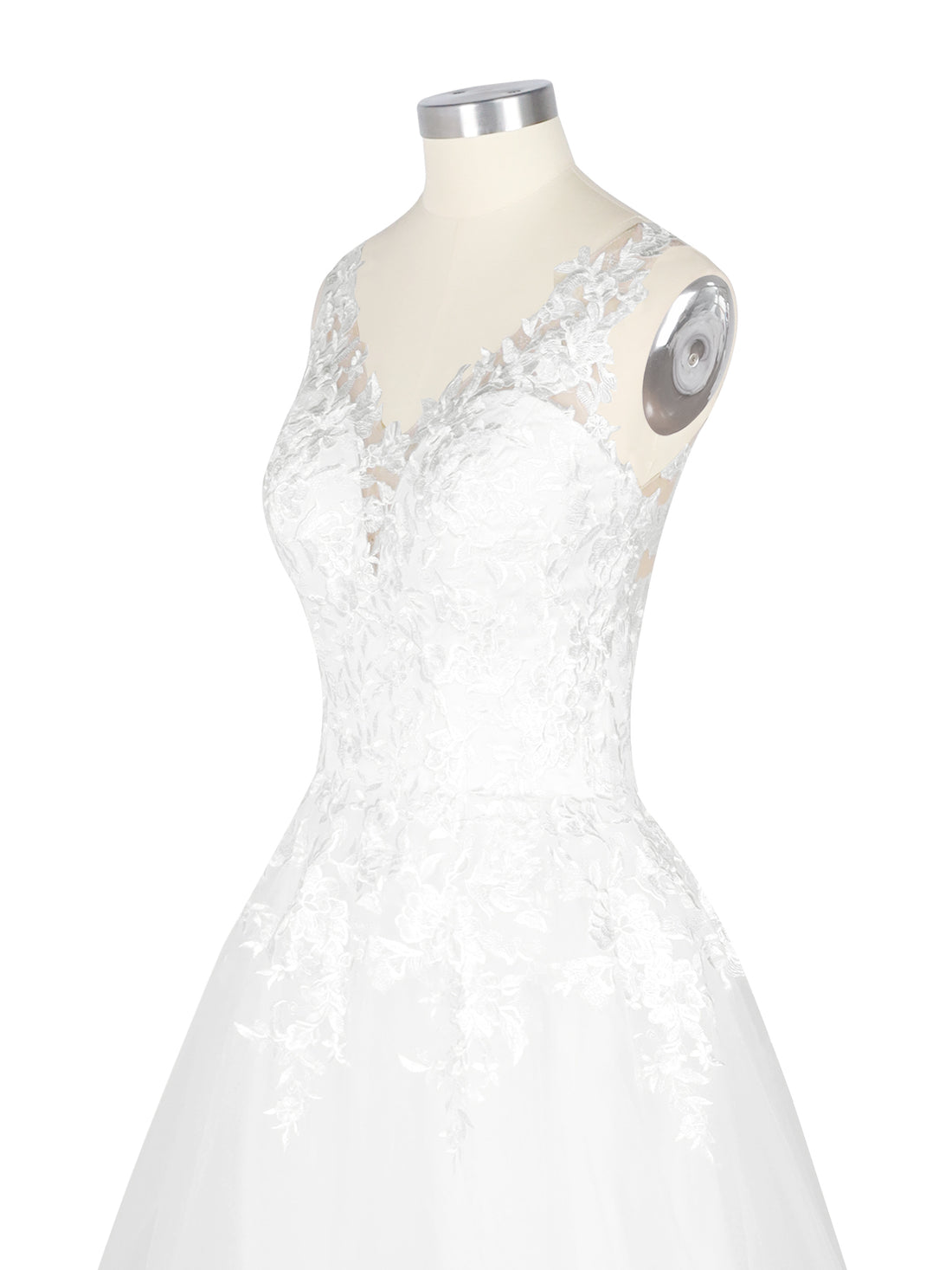 Wide Straps Applique Wedding Dress 