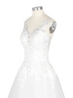 Wide Straps Applique Wedding Dress 