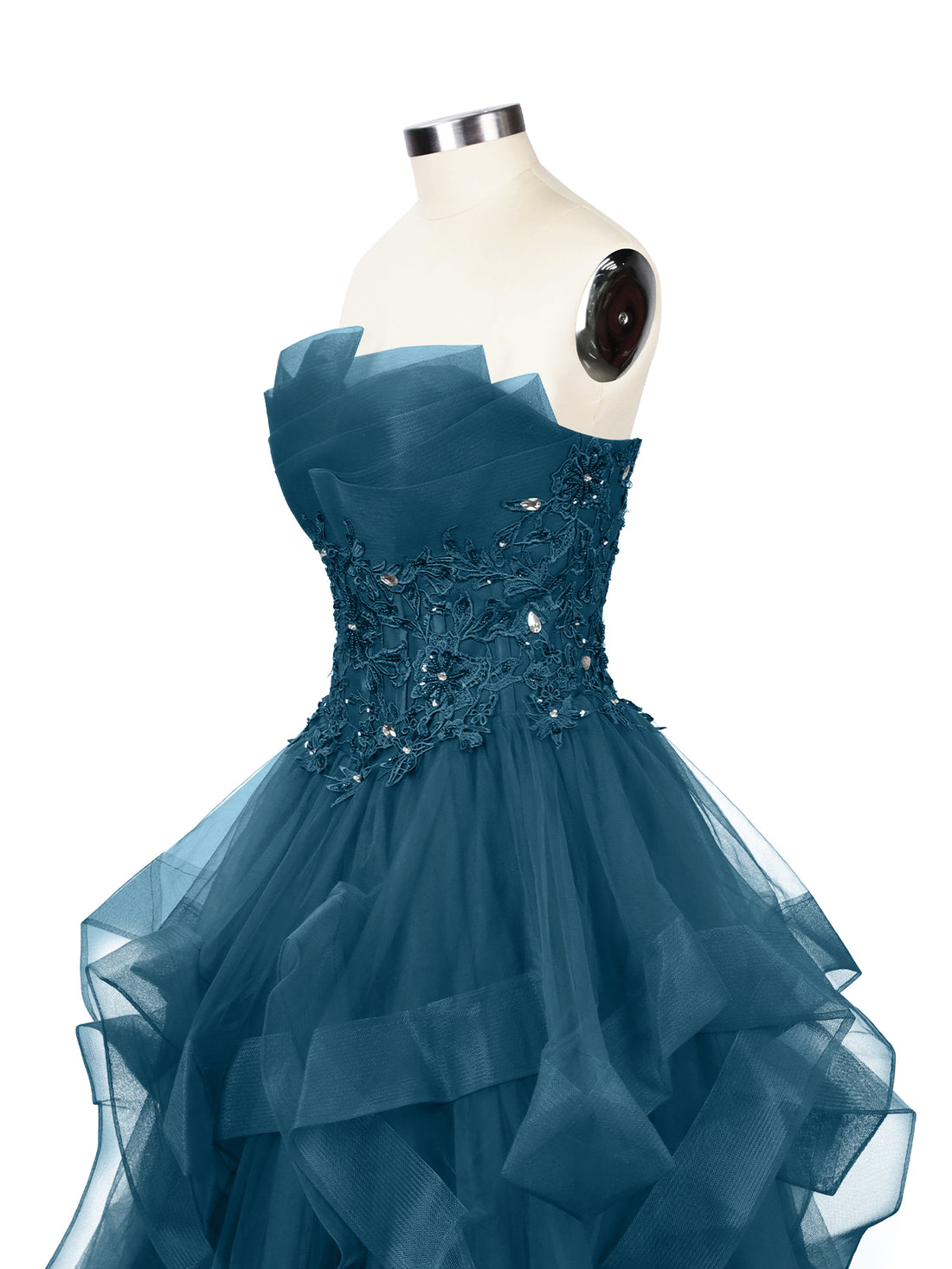 Tiered Strapless Prom Dress 