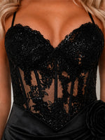 Silk-like Homecoming Dress with 3D Rosette
