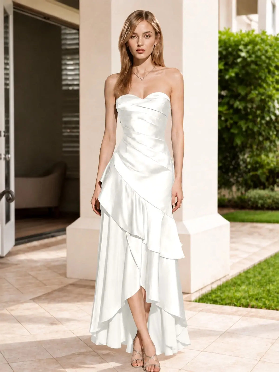 Strapless Prom Dress with Tiered Ruffles 