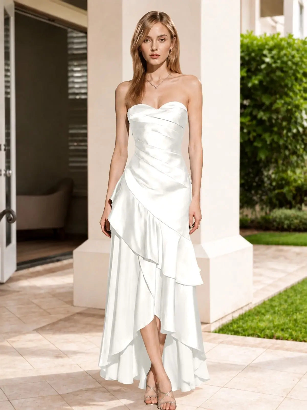 Strapless Prom Dress with Tiered Ruffles 