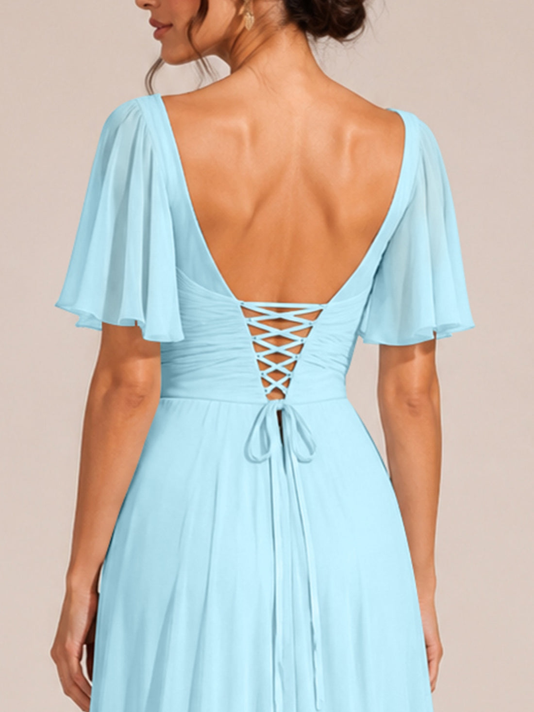 Cowl Neck Bridesmaid Dress with Cut-Out Detail