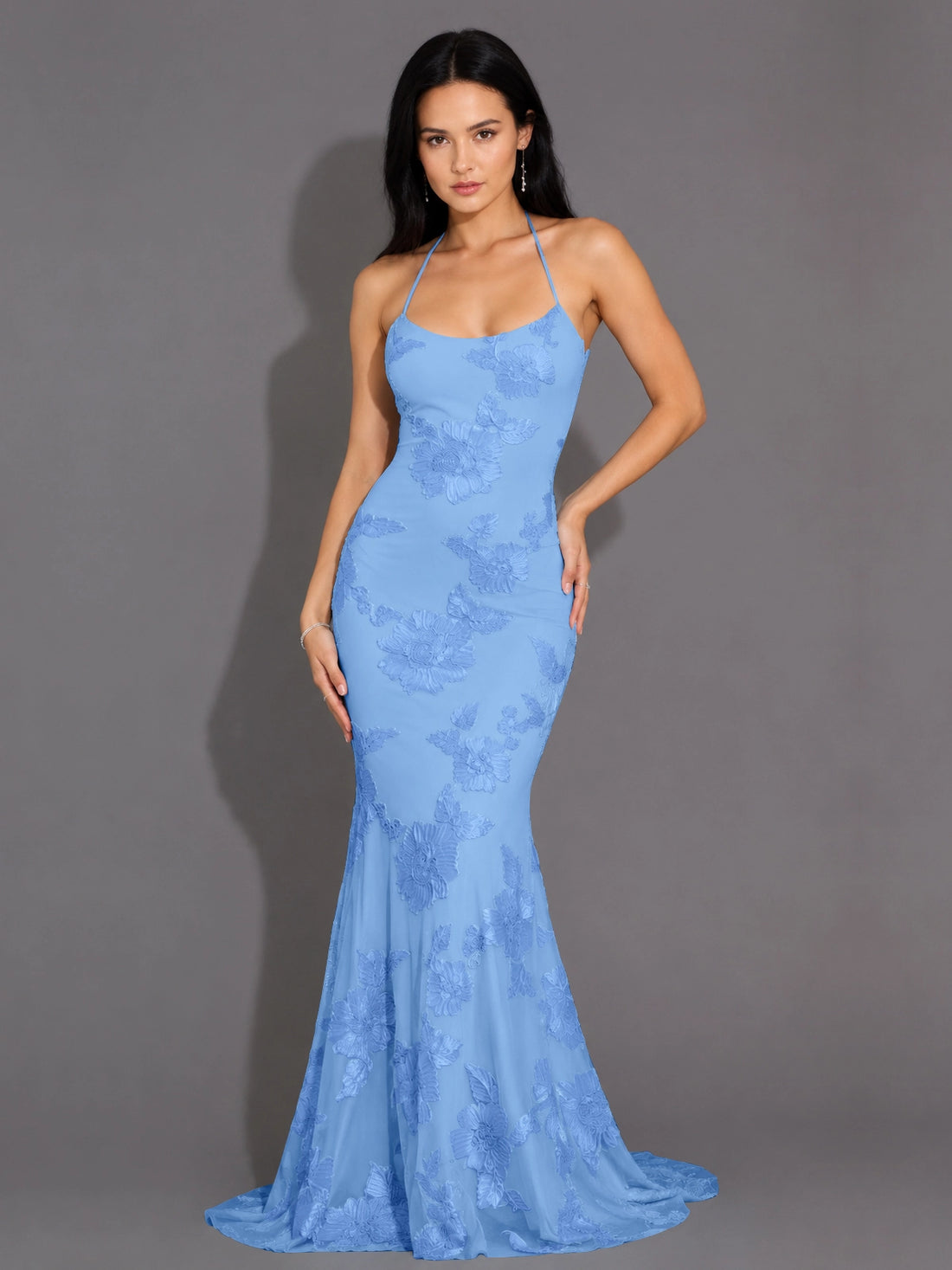 Corded Lace Prom Dress with Sweep Train 