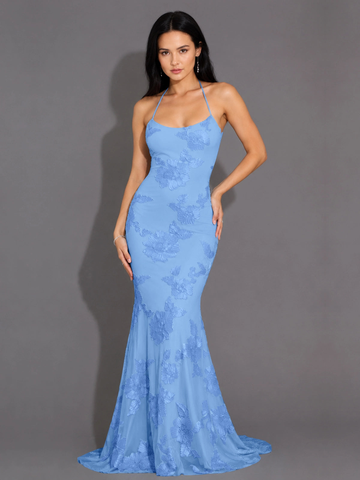 Corded Lace Prom Dress with Sweep Train 