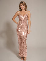 Sequined Tulle Prom Dress with Back Slit 