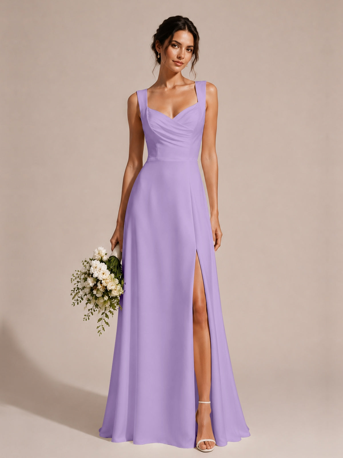 Sweetheart Neckline Bridesmaid Dress with Wide Straps