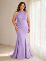 Halter Neckline Trumpet Dress-Plus Size 
