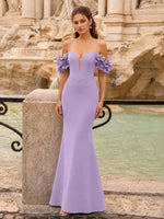 Off-the-Shoulder Prom Dress with 3D Floral Straps 