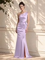 One-Shoulder Bridesmaid Dress with Sash