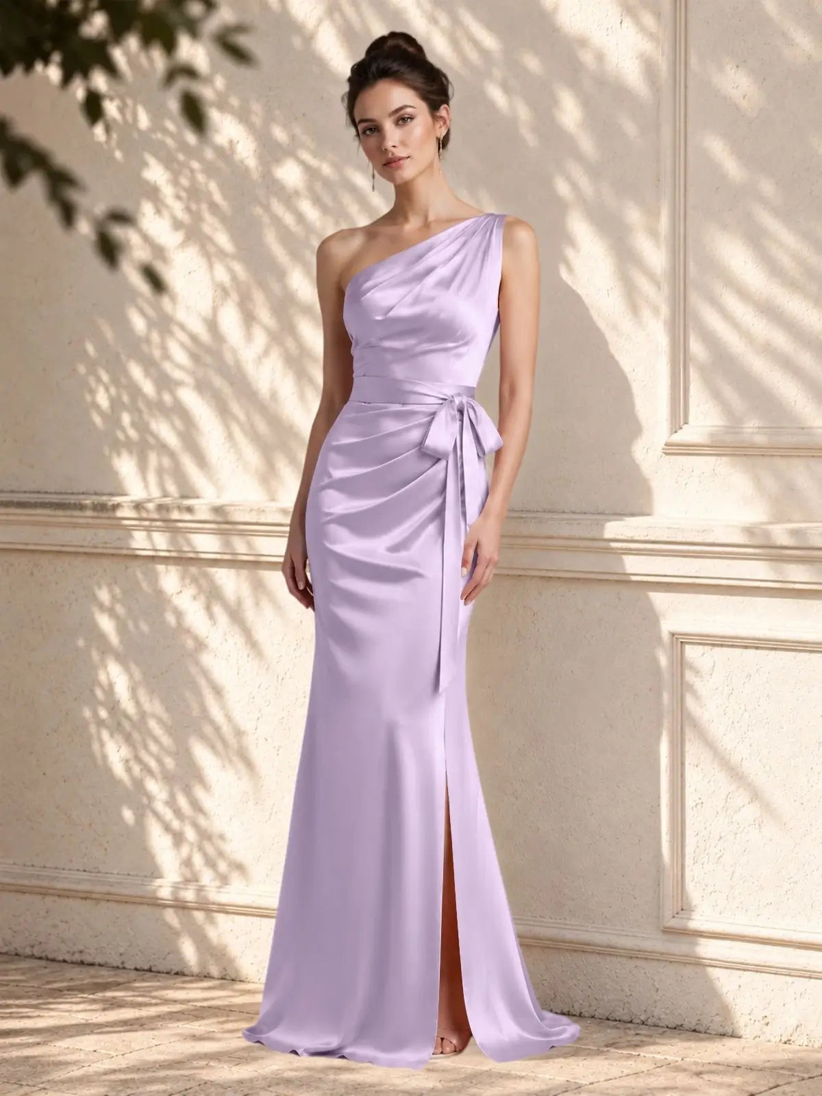 One-Shoulder Bridesmaid Dress with Sash