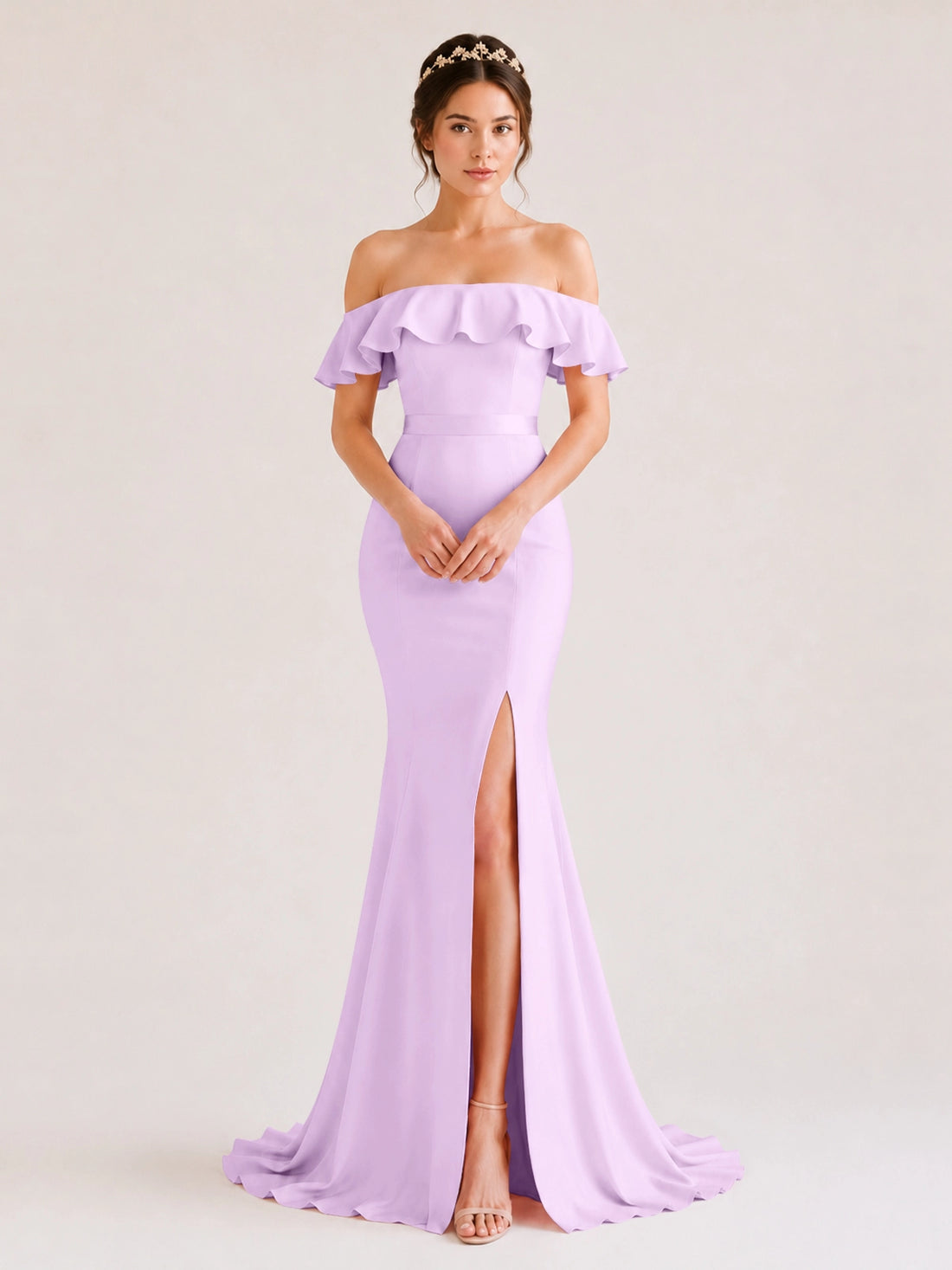 Mermaid Bridesmaid Dress with Ruffle Design 