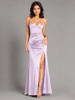 Silk-like Prom Dress with High Slit 