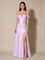 Silk-like Bridesmaid Dress with Cold Neckline 