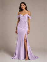 Mermaid Bridesmaid Dress with Tie Waist Sash