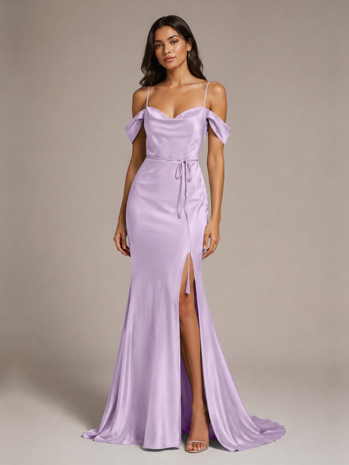 Mermaid Bridesmaid Dress with Tie Waist Sash