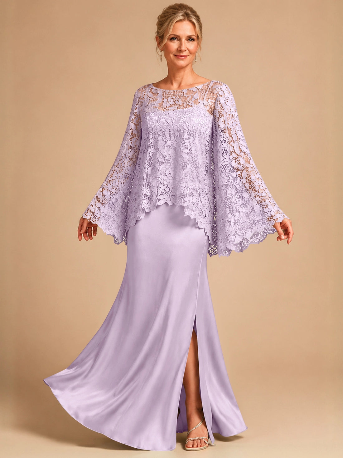 Two-piece Mother of the Bride Dress with Lace Top 