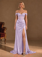 Silk-like Prom Dress with Crystal Detailing 