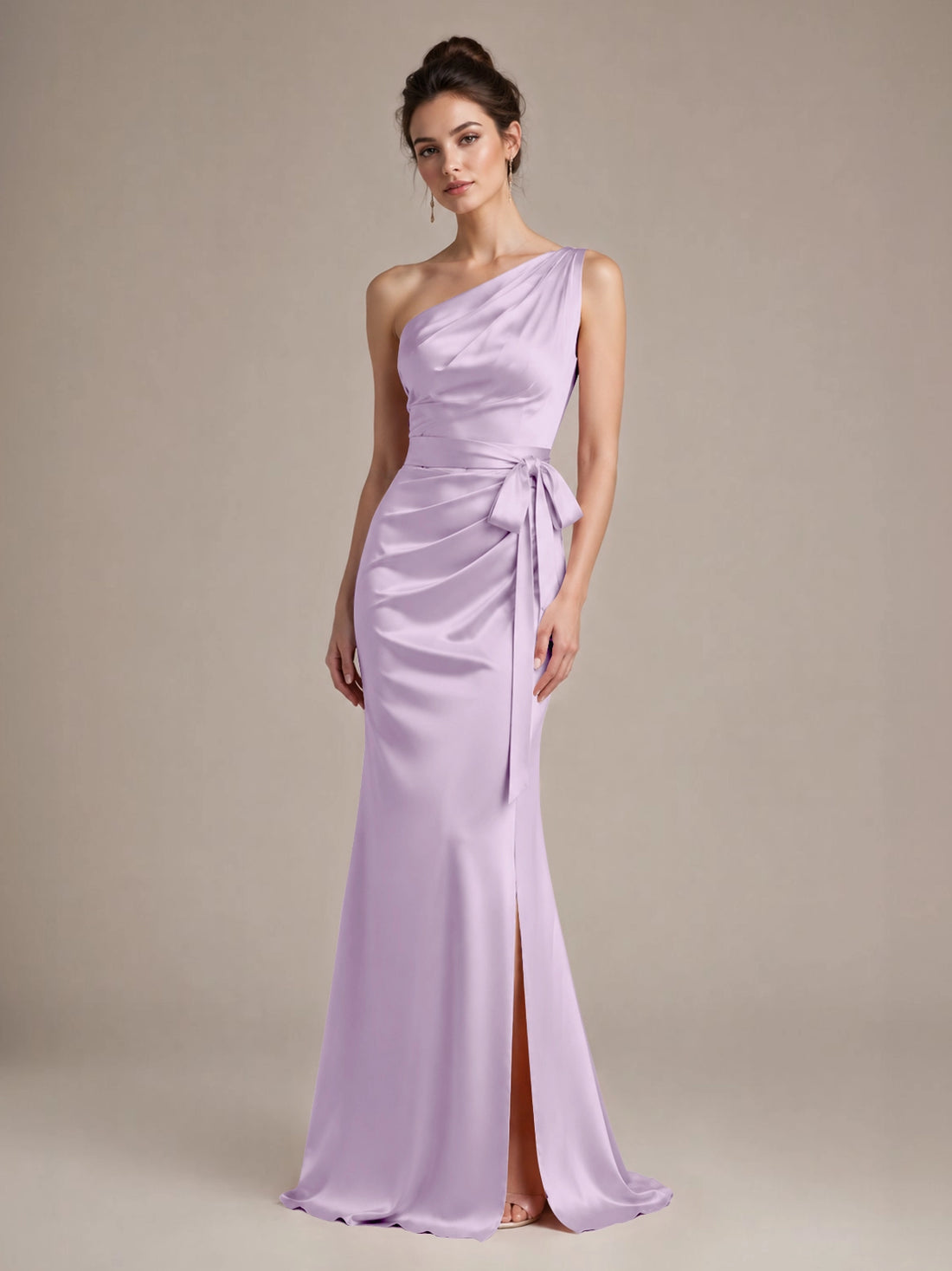 One-Shoulder Bridesmaid Dress with Sash