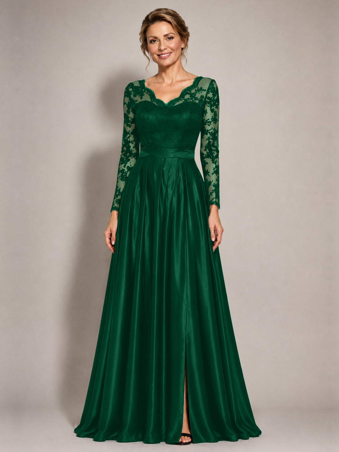 Satin Mother of the Bride Dress with Appliques