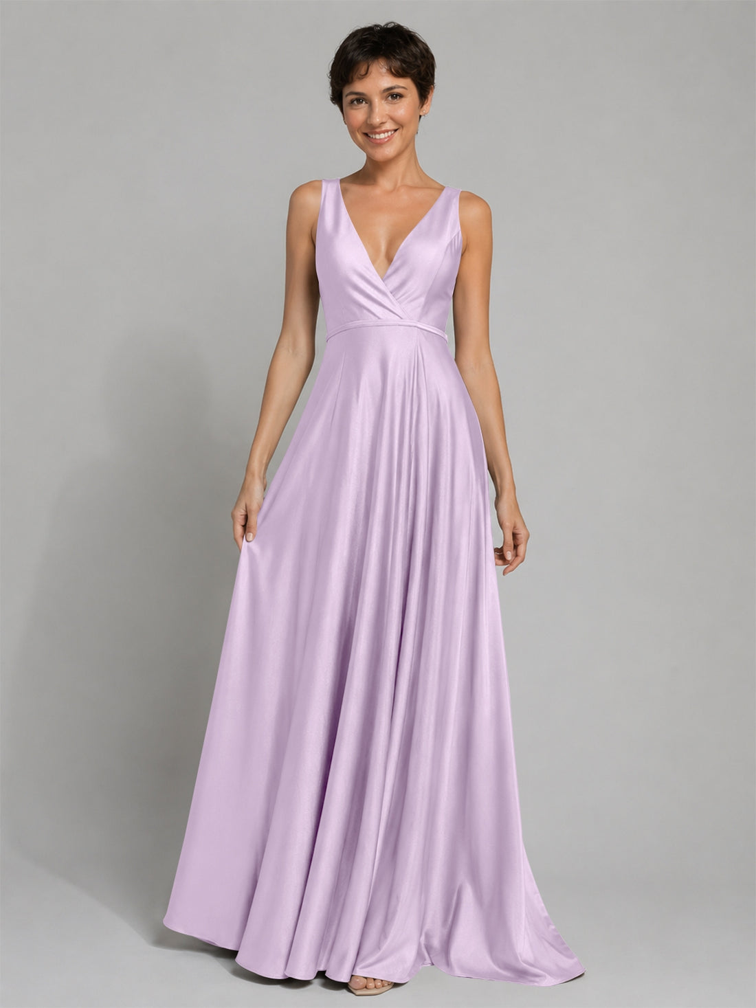 A-line Bridesmaid Dress with Cross-Over Bodice
