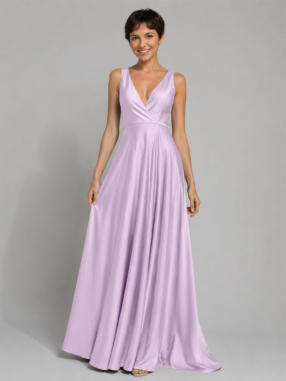 A-line Bridesmaid Dress with Cross-Over Bodice