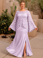 Two-piece Mother of the Bride Dress with Lace Top-Plus Size 
