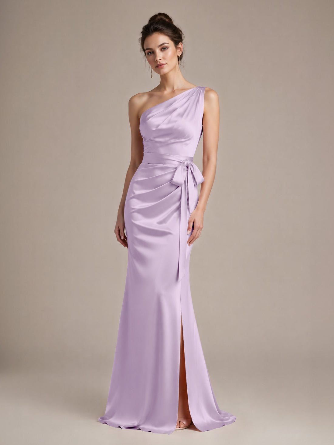 One-Shoulder Bridesmaid Dress with Sash