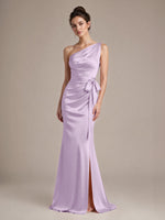 One-Shoulder Bridesmaid Dress with Sash