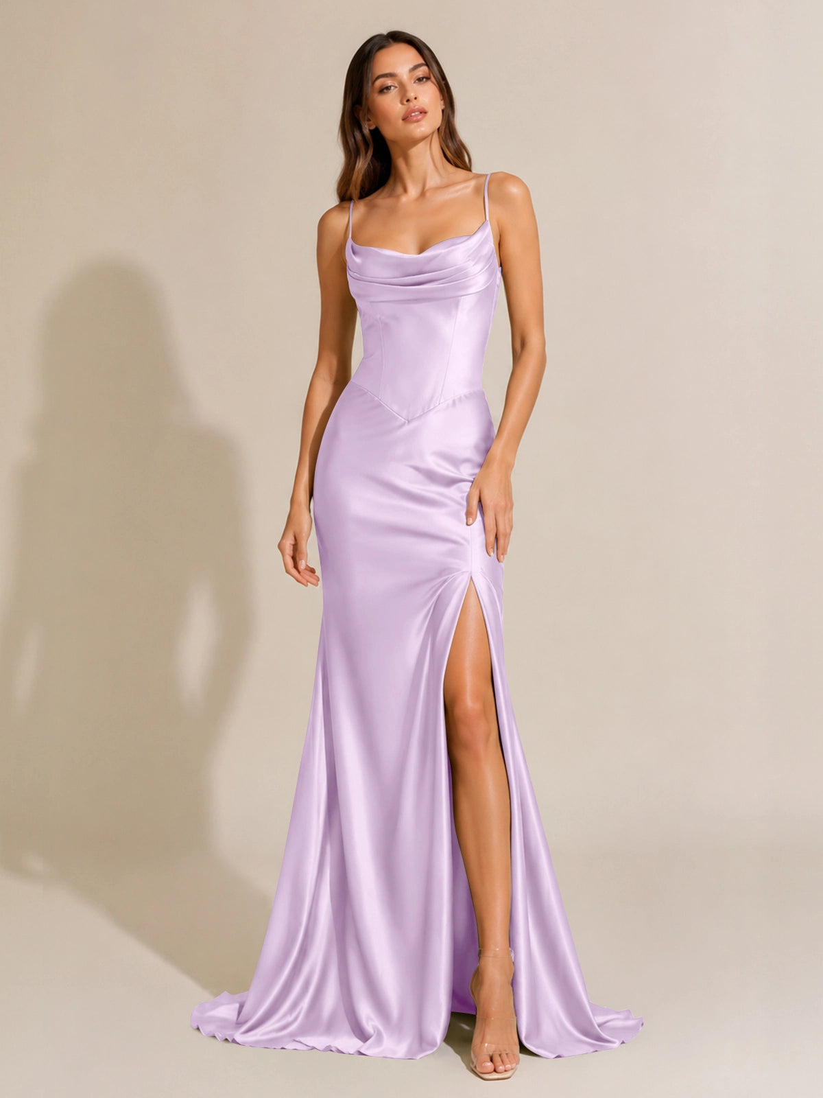 Sheath Bridesmaid Dress with High Slit 