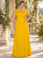 Sequin Applique Lace Shoulders Dress-Plus Size 