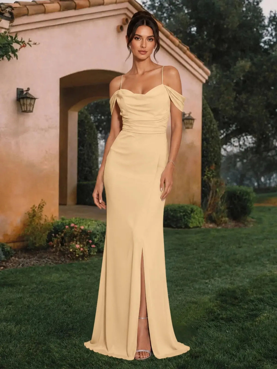 Trumpet Bridesmaid Dress with Slit