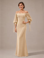 Mermaid Bridesmaid Dress with Puff Sleeves
