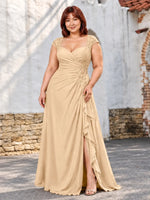 Chiffon Mother of the Bride Dress with Lace Appliques-Plus Size 
