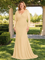 Mermaid Mother of the Bride Dress with Long Lace Sleeves-Plus Size 