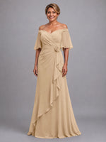 Chiffon Mother of the Bride Dress with 3D Rosette 