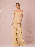 Chiffon Bridesmaid Dress with Tiered Ruffles 