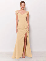 Chiffon Bridesmaid Dress with Ruffle Straps 