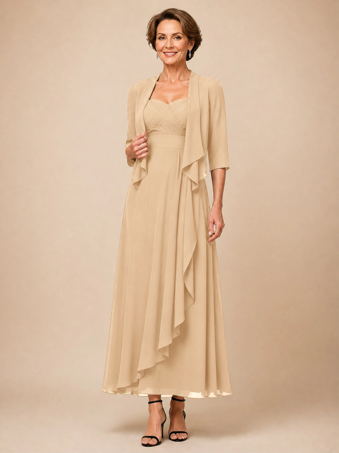 Two-piece Mother of the Bride Dress with Ruffle Design 