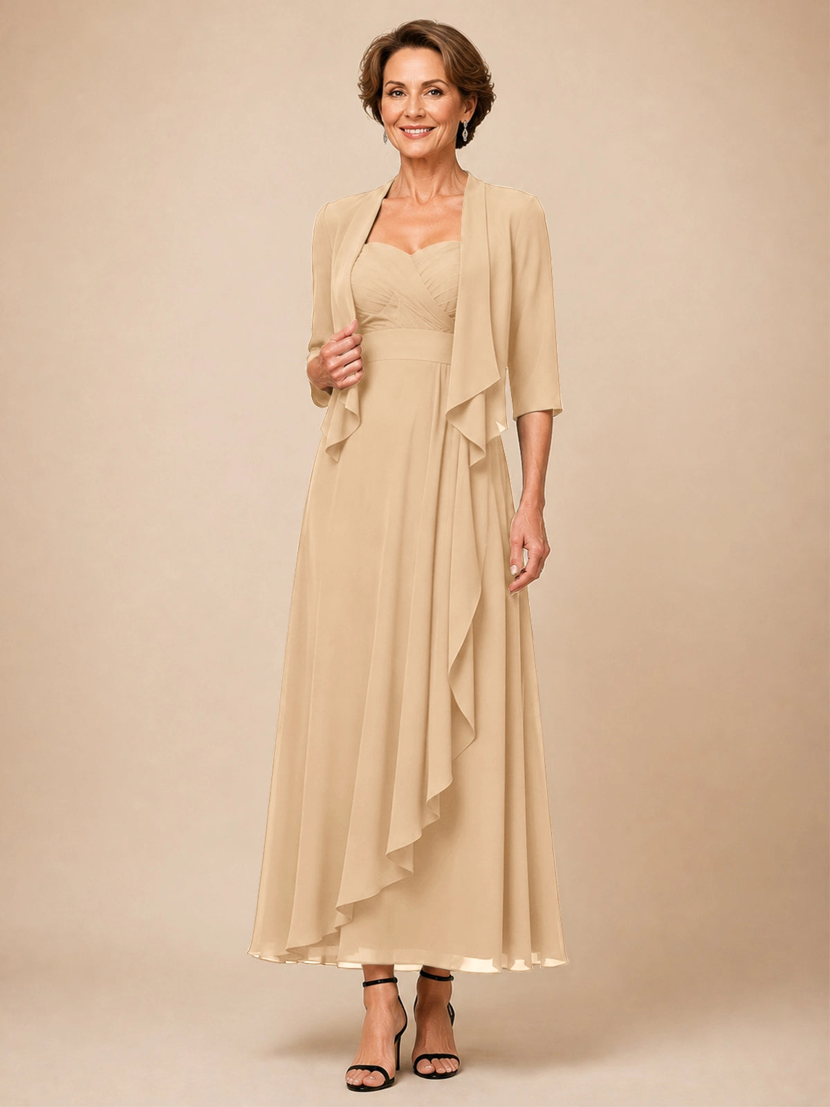 Two-piece Mother of the Bride Dress with Ruffle Design 