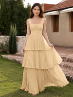 Chiffon Bridesmaid Dress with Tiered Design 