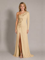 One-Shoulder Mother of the Bride Dress with Appliques