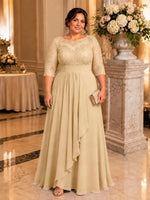 Three Quarter Sleeve Mother Dress-Plus Size 